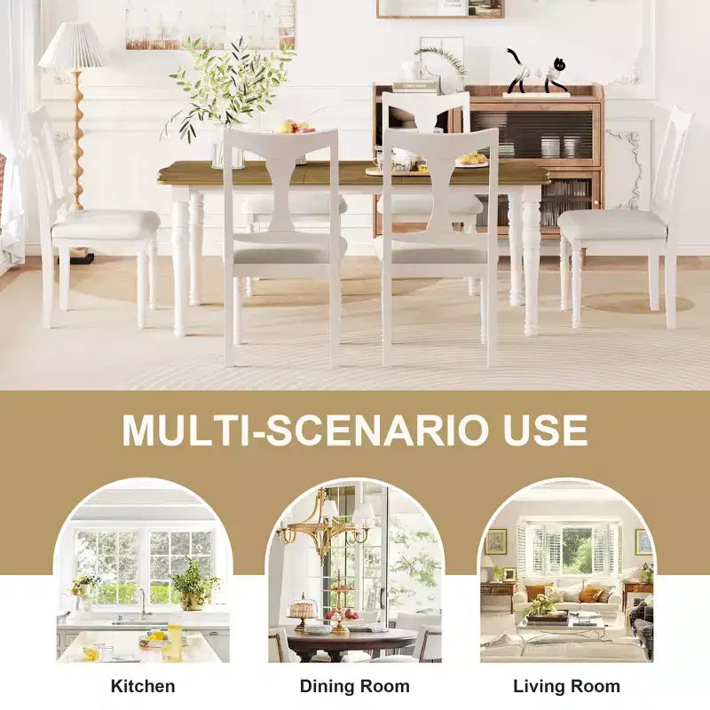 GDFStudio Grant - Ensemble de salle à manger 7 pièces avec table extensible de 152 à 198 cm (lot de 6)