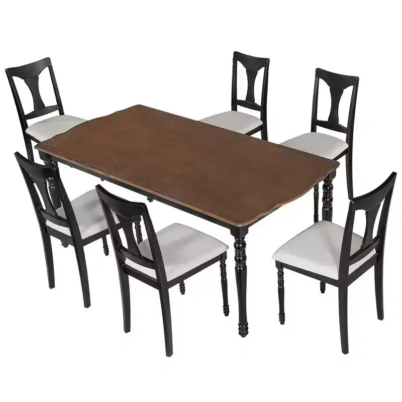 GDFStudio Grant - Ensemble de salle à manger 7 pièces avec table extensible de 152 à 198 cm (lot de 6)