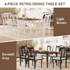 GDFStudio Grant - Ensemble de salle à manger 7 pièces avec table extensible de 152 à 198 cm (lot de 6)