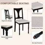 GDFStudio Grant - Ensemble de salle à manger 7 pièces avec table extensible de 152 à 198 cm (lot de 6)