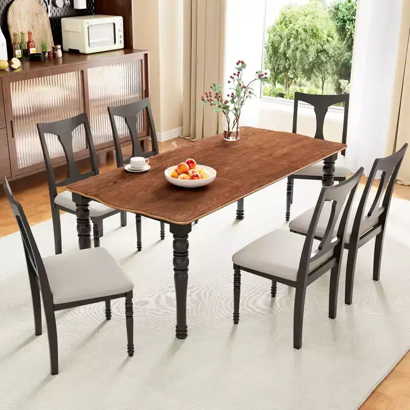 GDFStudio Grant 7-Piece Dining Table Set with 60 to 78 Extendable Wood Table (Set of 6)