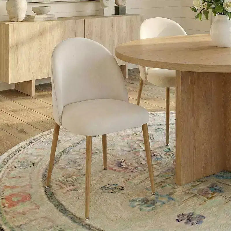 Ensemble de salle à manger rond Japandi pour 6 personnes, table à pied central en croix avec chaises de salle à manger rembourrées, ensemble de salle à manger rustique 7 pièces de style ferme - Panipeachy