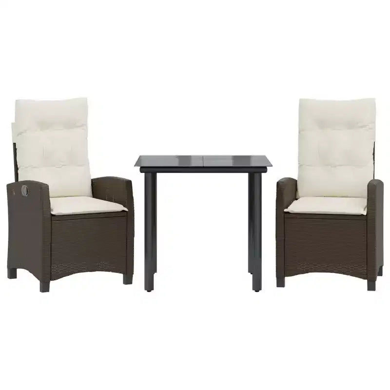 vidaXL Outdoor Dining Set with Cushions in Poly Rattan