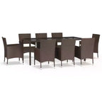 vidaXL Patio Dining Set with Cushions Outdoor Furniture Poly Rattan