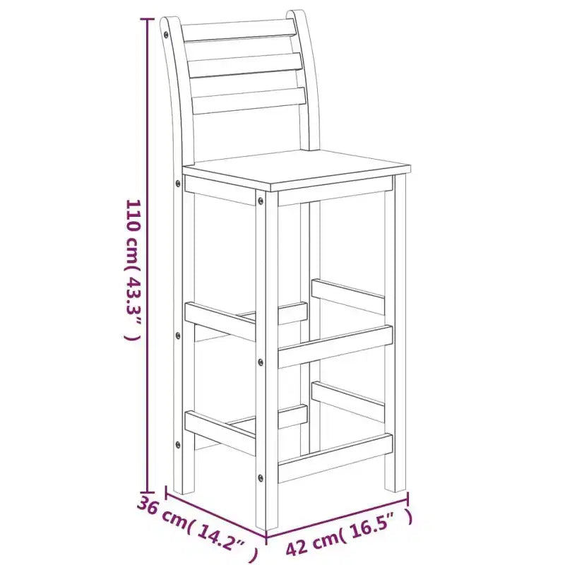 vidaXL Ensemble de bar de jardin Bois d'acacia massif Ensemble de bar de jardin durable