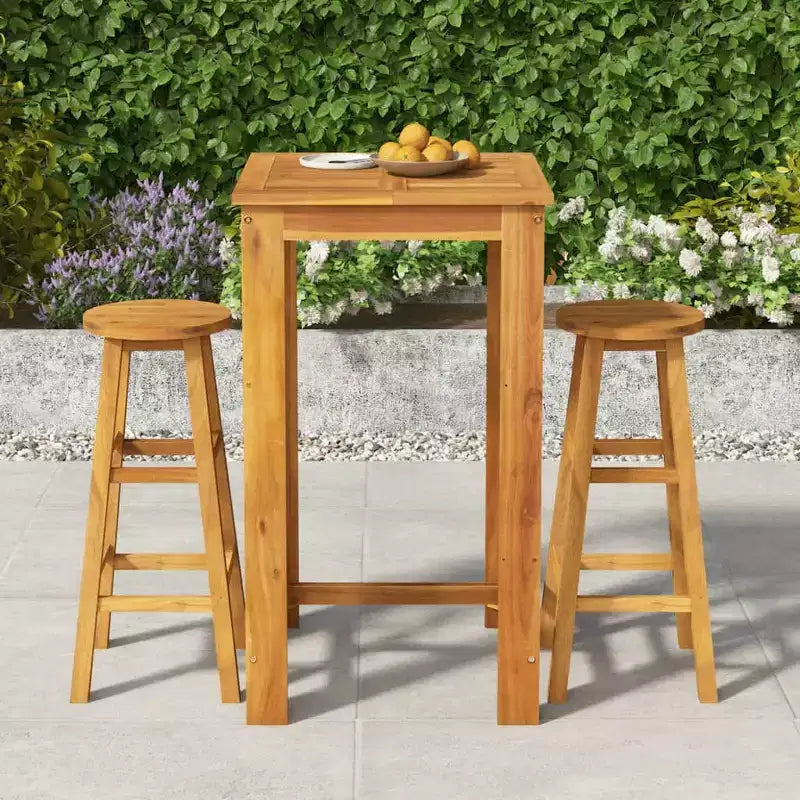vidaXL Ensemble de bar de jardin Bois d'acacia massif Ensemble de bar de jardin durable