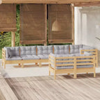Ensemble de salon de jardin vidaXL - Pin massif avec coussins de différentes couleurs