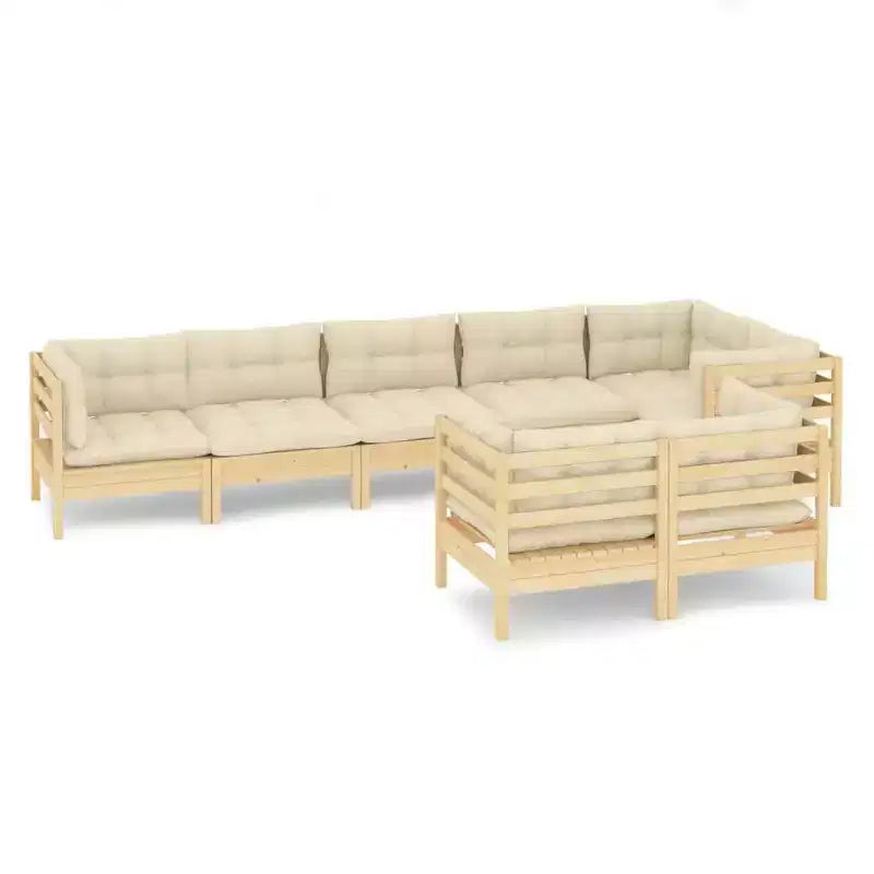 Ensemble de salon de jardin vidaXL - Pin massif avec coussins de différentes couleurs