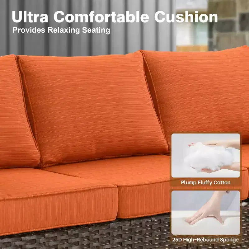 HOMLUX Ensemble de canapés de patio d'extérieur 4 saisons - 3+2+2 places, tout temps, résistant aux intempéries pour jardin