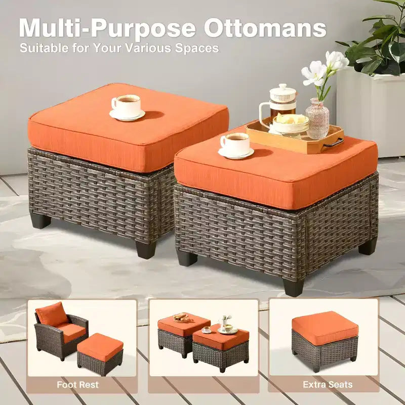 HOMLUX Ensemble de canapés de patio d'extérieur 4 saisons - 3+2+2 places, tout temps, résistant aux intempéries pour jardin