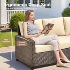 HOMLUX Ensemble de canapés de patio d'extérieur 4 saisons - 3+2+2 places, tout temps, résistant aux intempéries pour jardin