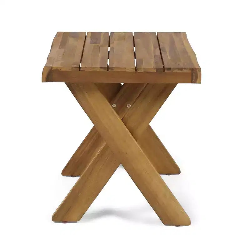 Christopher Knight Home Sandrine Ensemble de salon de patio 2 pièces en bois d'acacia et rotin avec coussin et table à lattes