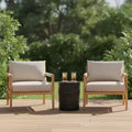Christopher Knight Home Akash Modern Patio Seating Set with Lightweight Concrete Side Table and Acacia Wood Chairs