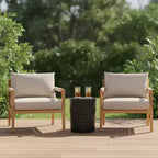 Christopher Knight Home Akash Modern Patio Seating Set with Lightweight Concrete Side Table and Acacia Wood Chairs
