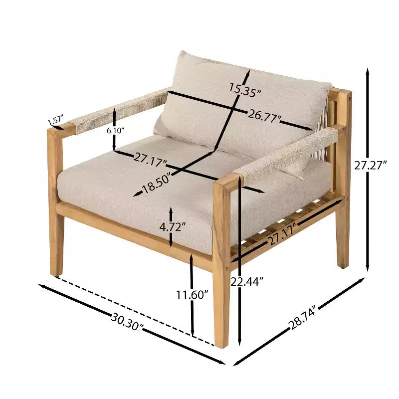 Christopher Knight Home Akash Ensemble de salon de patio moderne avec table d'appoint en béton léger et chaises en bois d'acacia