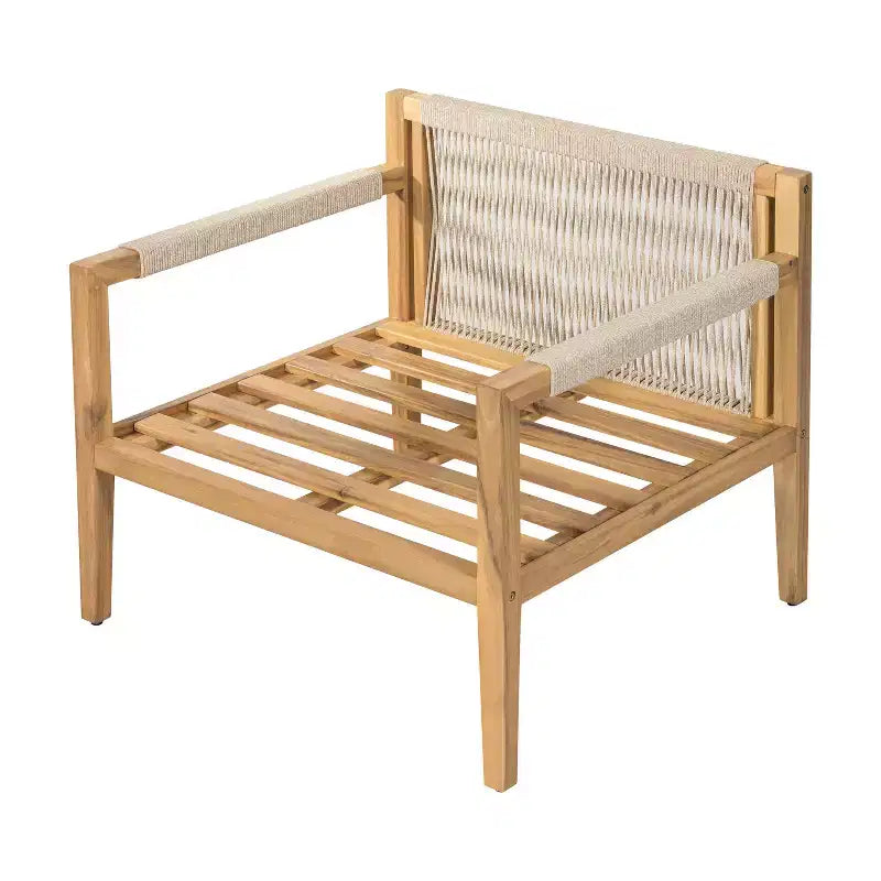 Christopher Knight Home Akash Ensemble de salon de patio moderne avec table d'appoint en béton léger et chaises en bois d'acacia