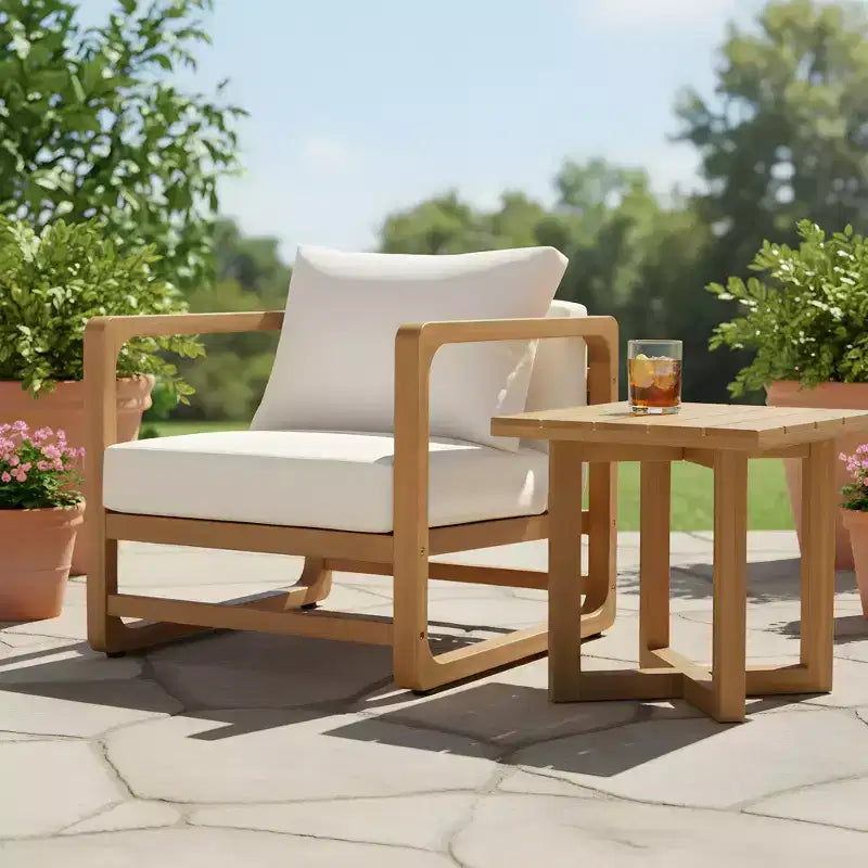 Christopher Knight Home Noelia Ensemble de deux meubles de patio surdimensionnés en bois d'acacia avec coussin et table à lattes