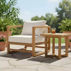 Christopher Knight Home Noelia Ensemble de deux meubles de patio surdimensionnés en bois d'acacia avec coussin et table à lattes