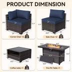 Ensemble de canapés d'extérieur haut de gamme UPTIOT avec méridiennes d'angle, fauteuils d'appoint et table brasero grise convertible pour un confort ultime sur votre terrasse