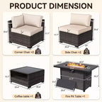 Ensemble de canapés d'extérieur haut de gamme UPTIOT avec méridiennes d'angle, fauteuils d'appoint et table brasero grise convertible pour un confort ultime sur votre terrasse