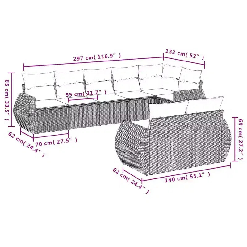 vidaXL Superbe ensemble de canapés modulaires de patio avec coussins