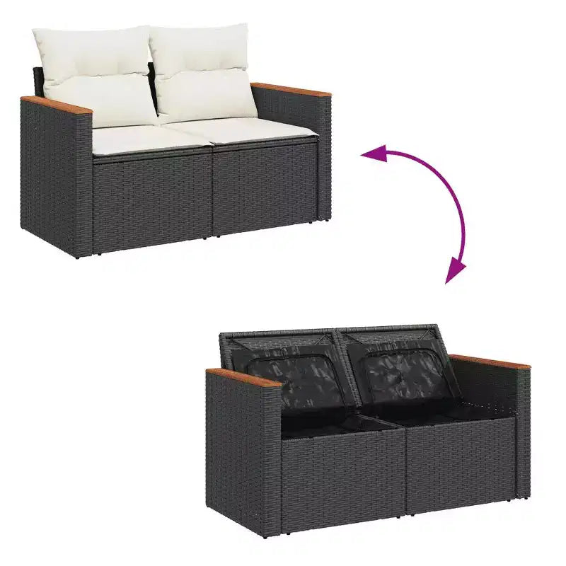 vidaXL Salon de jardin modulable avec rangements et coussins