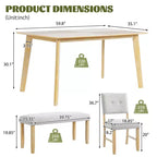 Ensemble de salle à manger rustique 6 pièces avec table en bois, 4 chaises et banc pour 6 personnes