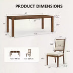 Ensemble de salle à manger moderne - Table 80" + 6 chaises rembourrées, cadre en bois massif, capacité de la table 400lbs, assemblage facile