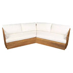 Ensemble de canapés de patio modulables Whisen Outdoor en bois d'acacia avec coussins d'assise et de dossier moelleux - Beige