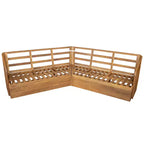 Ensemble de canapés de patio modulables Whisen Outdoor en bois d'acacia avec coussins d'assise et de dossier moelleux - Beige