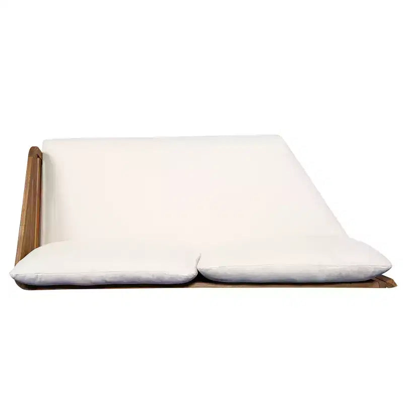Ensemble de canapés de patio modulables Whisen Outdoor en bois d'acacia avec coussins d'assise et de dossier moelleux - Beige