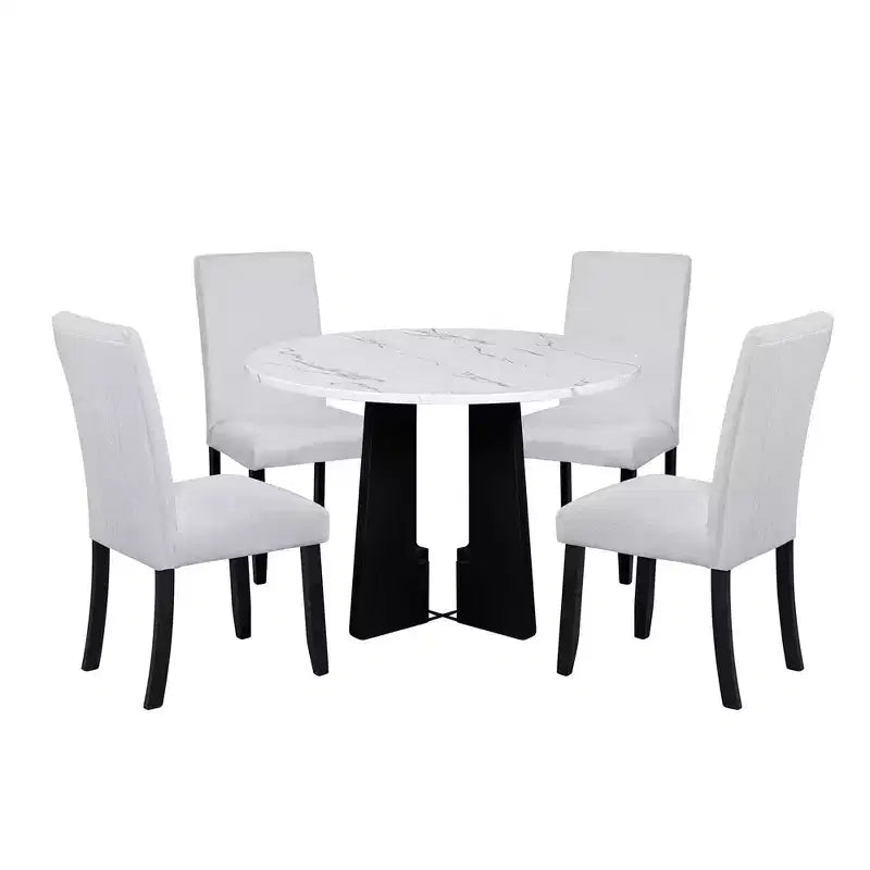 Ensemble table et chaises de salle à manger 5 pièces avec table de 109 cm, pour salle à manger, cuisine et salon