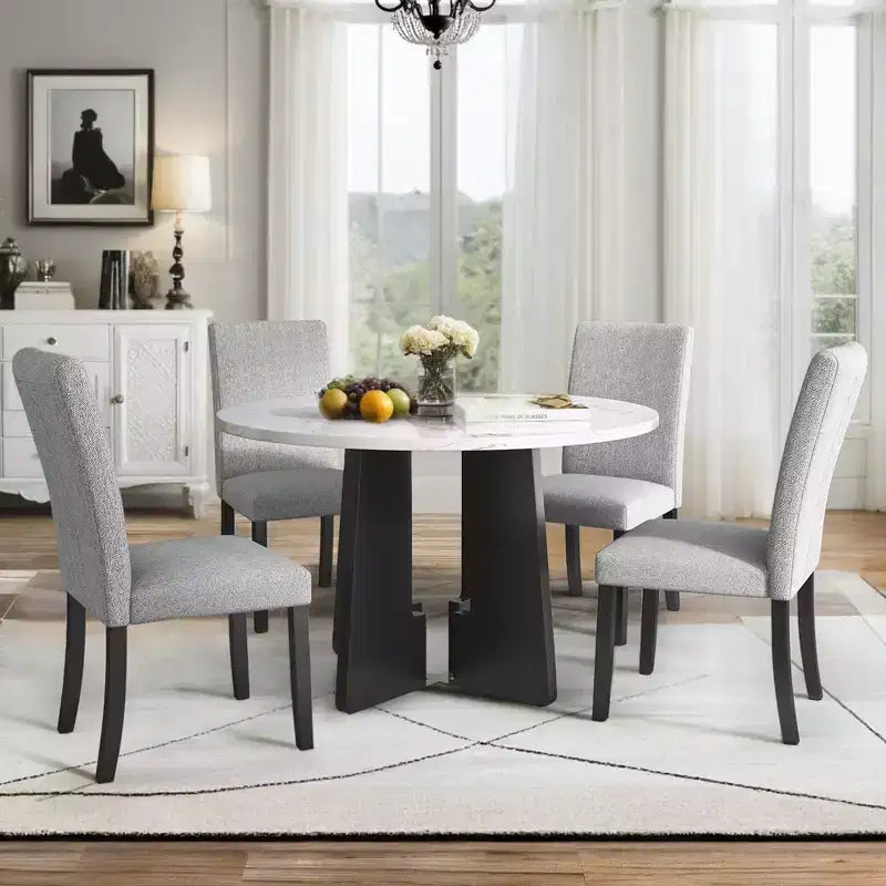 Ensemble table et chaises de salle à manger 5 pièces avec table de 109 cm, pour salle à manger, cuisine et salon