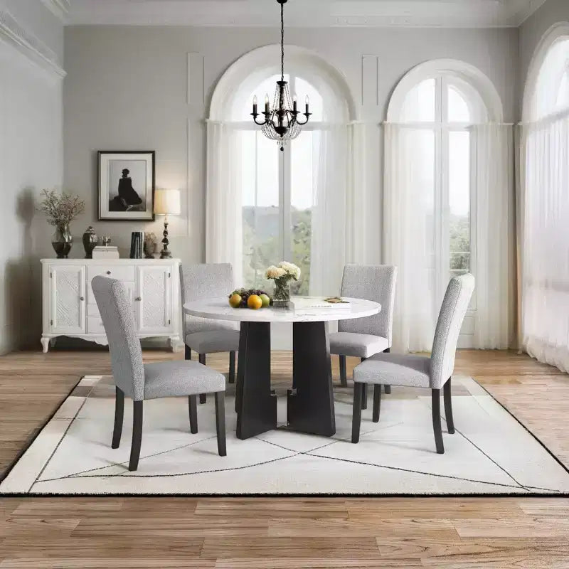 Ensemble table et chaises de salle à manger 5 pièces avec table de 109 cm, pour salle à manger, cuisine et salon