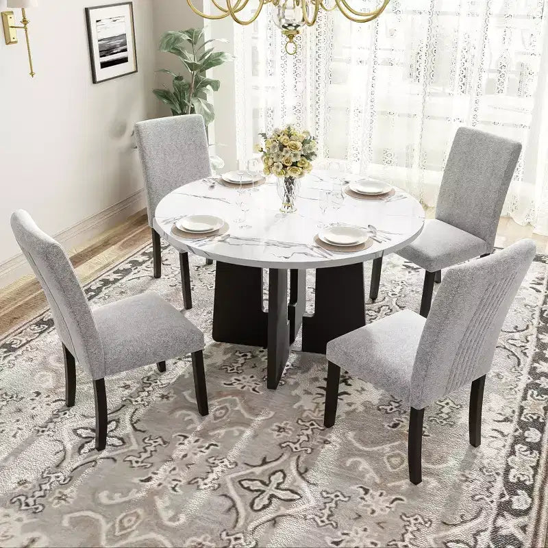 Ensemble table et chaises de salle à manger 5 pièces avec table de 109 cm, pour salle à manger, cuisine et salon