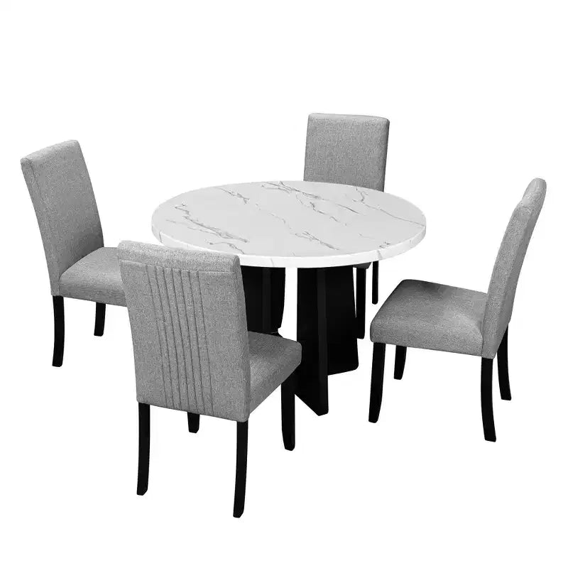 Ensemble table et chaises de salle à manger 5 pièces avec table de 109 cm, pour salle à manger, cuisine et salon
