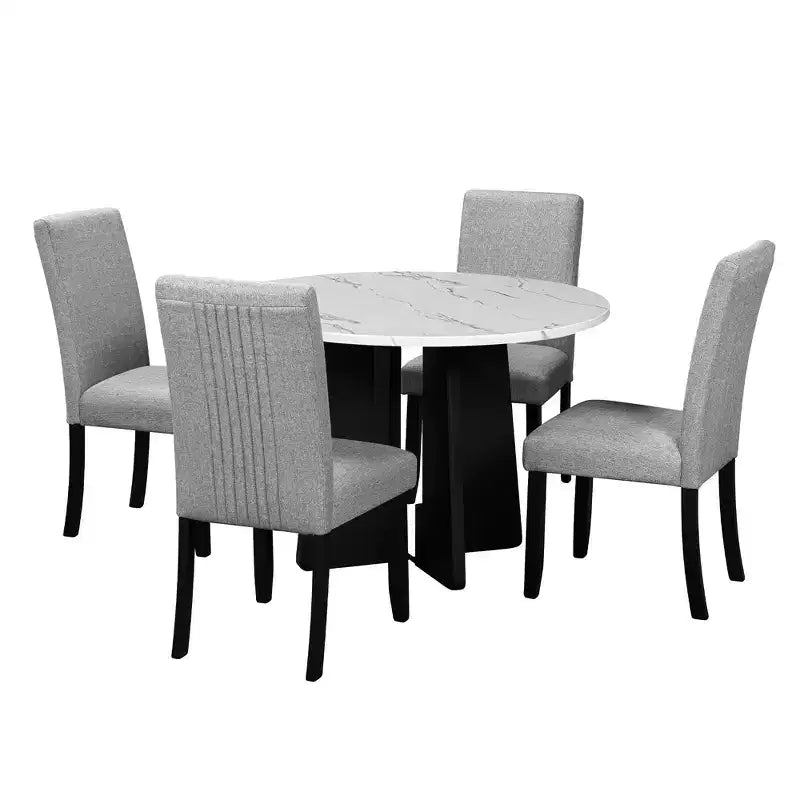 Ensemble table et chaises de salle à manger 5 pièces avec table de 109 cm, pour salle à manger, cuisine et salon