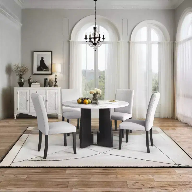 Ensemble table et chaises de salle à manger 5 pièces avec table de 109 cm, pour salle à manger, cuisine et salon