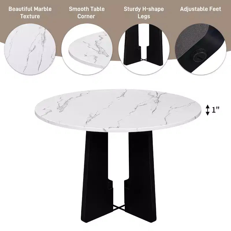 Ensemble table et chaises de salle à manger 5 pièces avec table de 109 cm, pour salle à manger, cuisine et salon