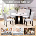 Ensemble table et chaises de salle à manger 5 pièces avec table de 109 cm, pour salle à manger, cuisine et salon