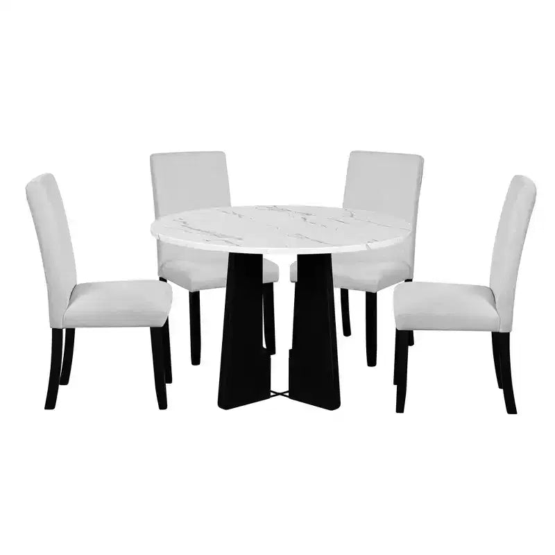 Ensemble table et chaises de salle à manger 5 pièces avec table de 109 cm, pour salle à manger, cuisine et salon
