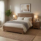 GDFStudio Carter Ensemble de lit en bois transitionnel 3 pièces avec tête de lit encastrée et 2 tables de chevet