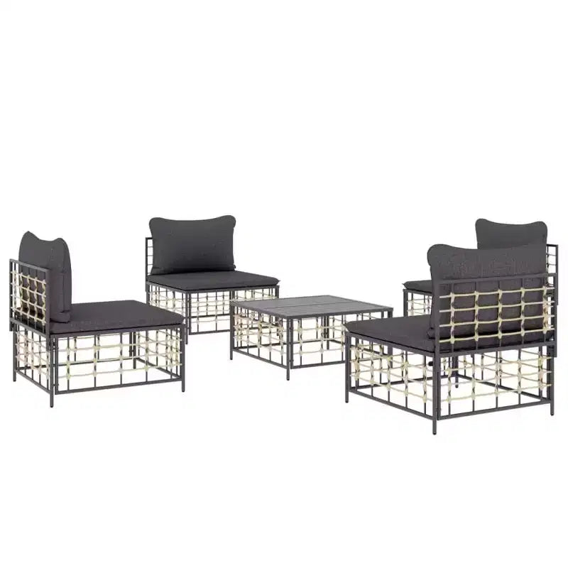 vidaXL Salon de jardin 5 pièces avec coussins en résine tressée