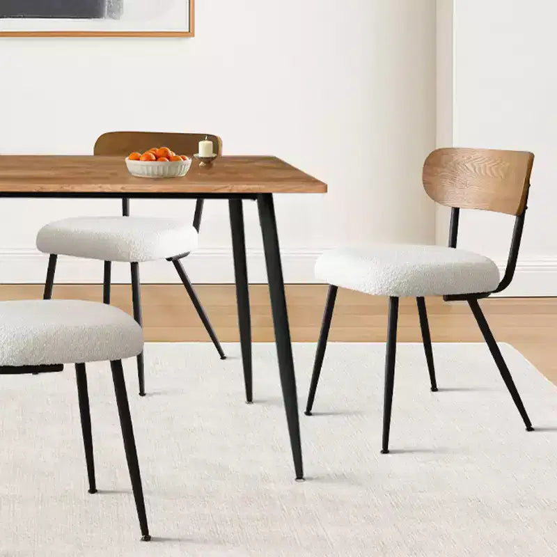 Ensemble de salle à manger 5 pièces avec chaises rembourrées en tissu bouclé, table compacte de 119 cm effet bois et 4 chaises de salle à manger modernes et confortables - Panipeachy