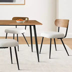 Ensemble de salle à manger 5 pièces avec chaises rembourrées en tissu bouclé, table compacte de 119 cm effet bois et 4 chaises de salle à manger modernes et confortables - Panipeachy