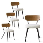 Ensemble de salle à manger 5 pièces avec chaises rembourrées en tissu bouclé, table compacte de 119 cm effet bois et 4 chaises de salle à manger modernes et confortables - Panipeachy