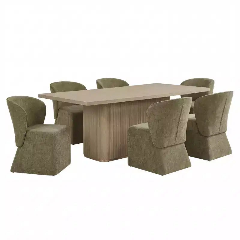 Christopher Knight Home Yutthana Ensemble de salle à manger moderne 7 pièces en bois et métal avec chaises rembourrées