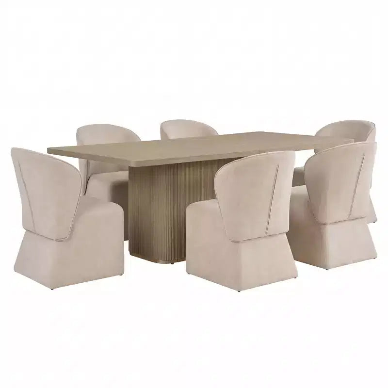 Christopher Knight Home Yutthana Ensemble de salle à manger moderne 7 pièces en bois et métal avec chaises rembourrées