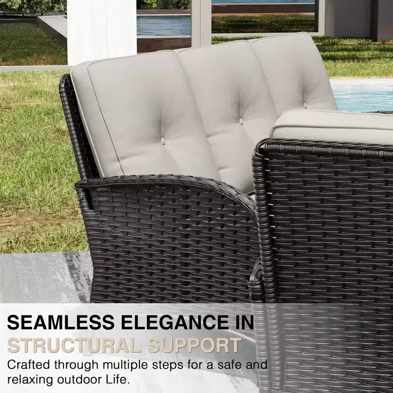 UPTIOT Ensemble de canapé d'extérieur modulaire avec poufs convertibles et coussins résistants aux intempéries
