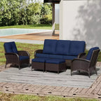 UPTIOT Ensemble de canapé d'extérieur modulaire avec poufs convertibles et coussins résistants aux intempéries